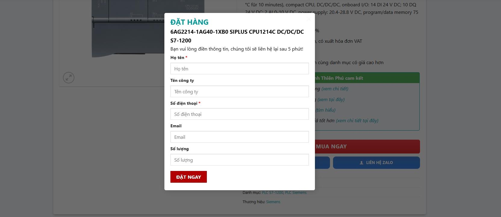 dien thong tin dat hang