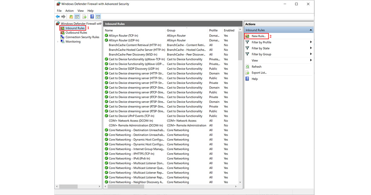 Thiết lập quy tắc trong Firewall Thiết lập quy tắc trong Firewall