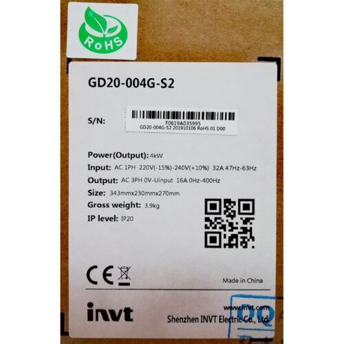 GD20-004G-S2 - Biến tần INVT GD20 1 Pha 220V 4kW full box