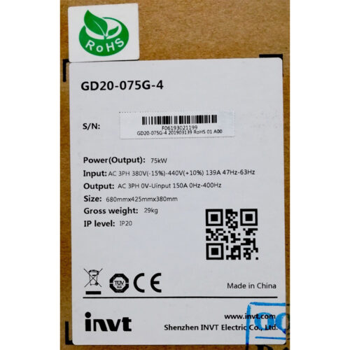 GD20-075G-4 - Biến tần INVT GD20 3 pha 380V 75kW full box
