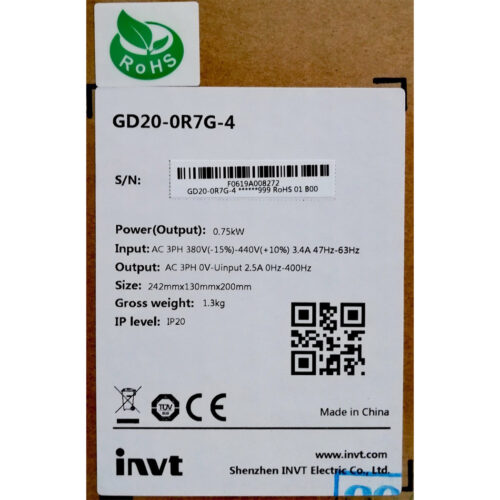 GD20-0R7G-4 - Biến tần INVT GD20 3 pha 380-440V 0.75kW full box