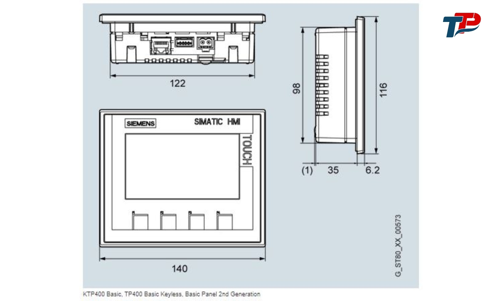 Kích thước màn hình HMI 6AV2123-2DB03-0AX0