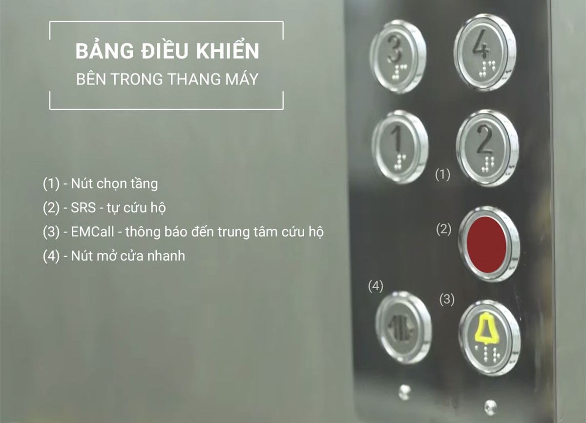 Nút chọn tầng 4 trong thang máy