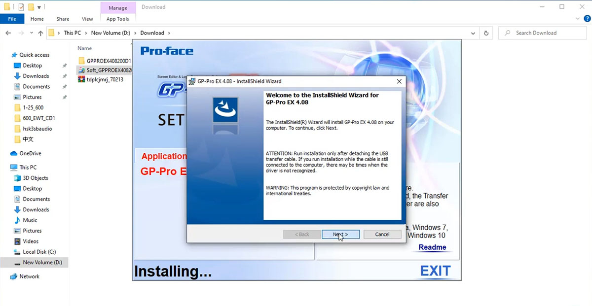 Chạy file cài đặt phần mềm GP-Pro EX và thực hiện theo hướng dẫn