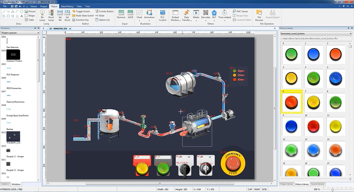 EasyBuilder Pro có thư viện đồ họa phong phú