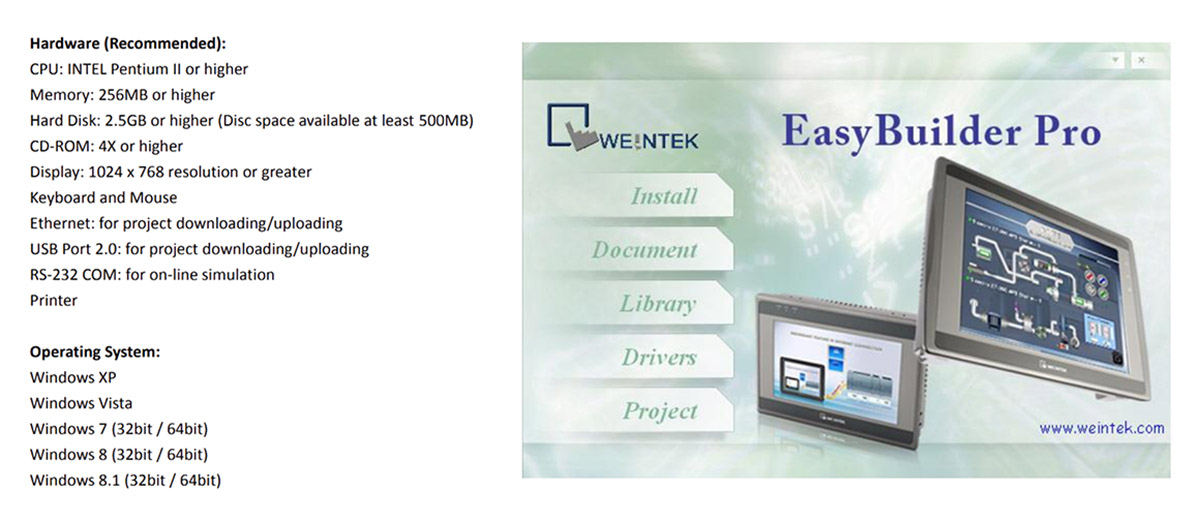 Yêu cầu phần cứng tối thiểu khi cài đặt EasyBuilder Pro