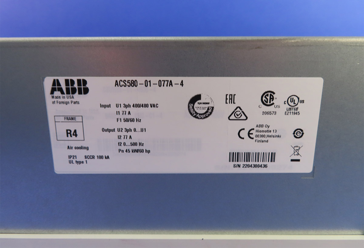 Biến tần ABB dòng ACS580 với công suất trung bình 45kW
