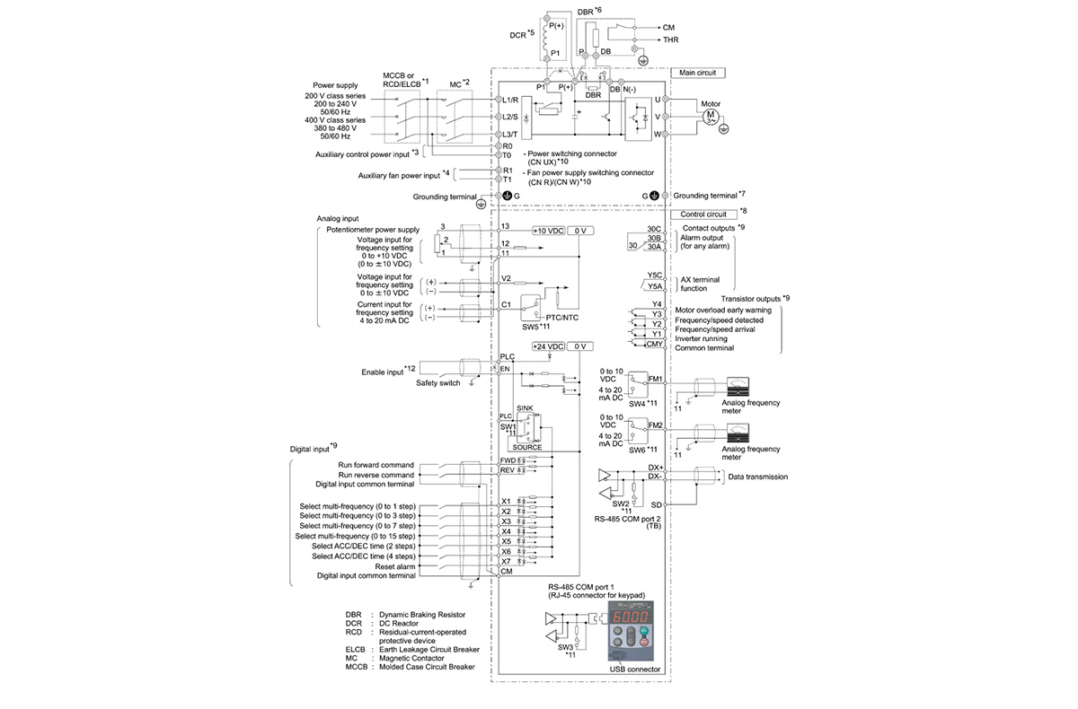 Sơ đồ đấu nối biến tần Fuji