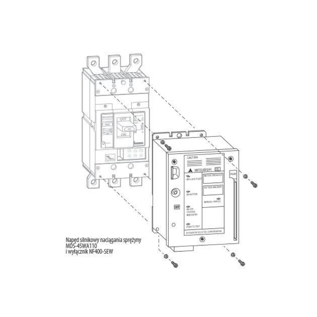 mds 4swa110 bo dk motor 100 110v cho mccb nf400 630af mitsubishi MDS-4SWA110 - Bộ ĐK motor 100-110V cho MCCB NF400/630AF Mitsubishi