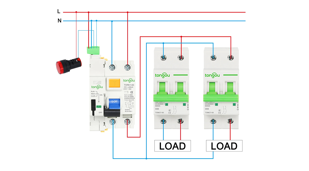 Sơ đồ đấu nối aptomat chống giật