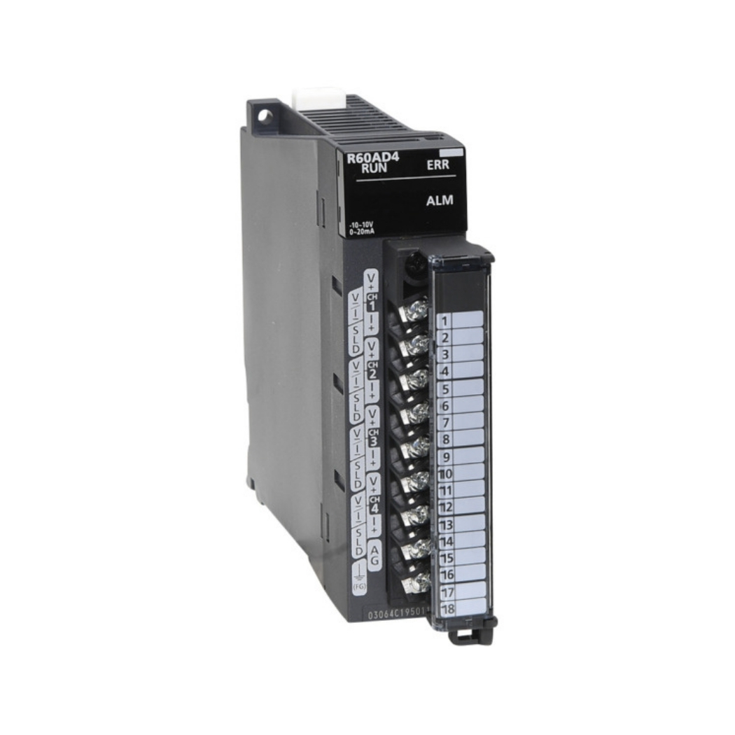 r60ad4 mo dun dau vao analog plc iq r 4ch ap dong mitsubishi R60AD4 - Mô đun đầu vào Analog PLC iQ-R 4CH (áp/dòng) Mitsubishi