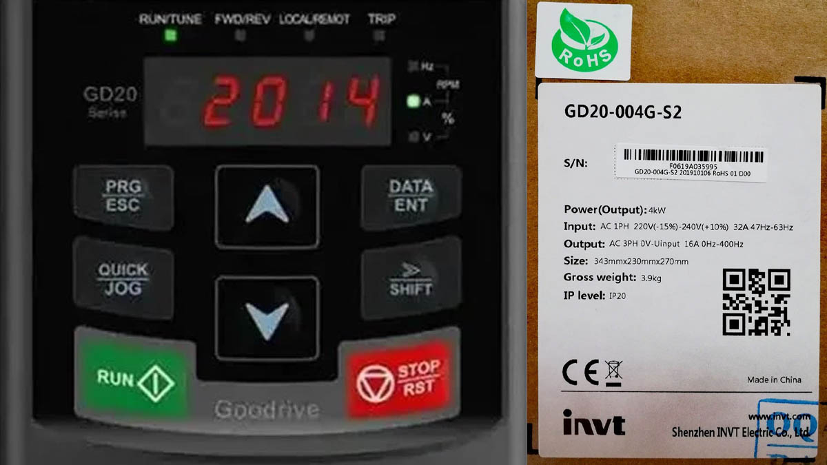 Biến tần INVT 4kW GD20-004G-S2