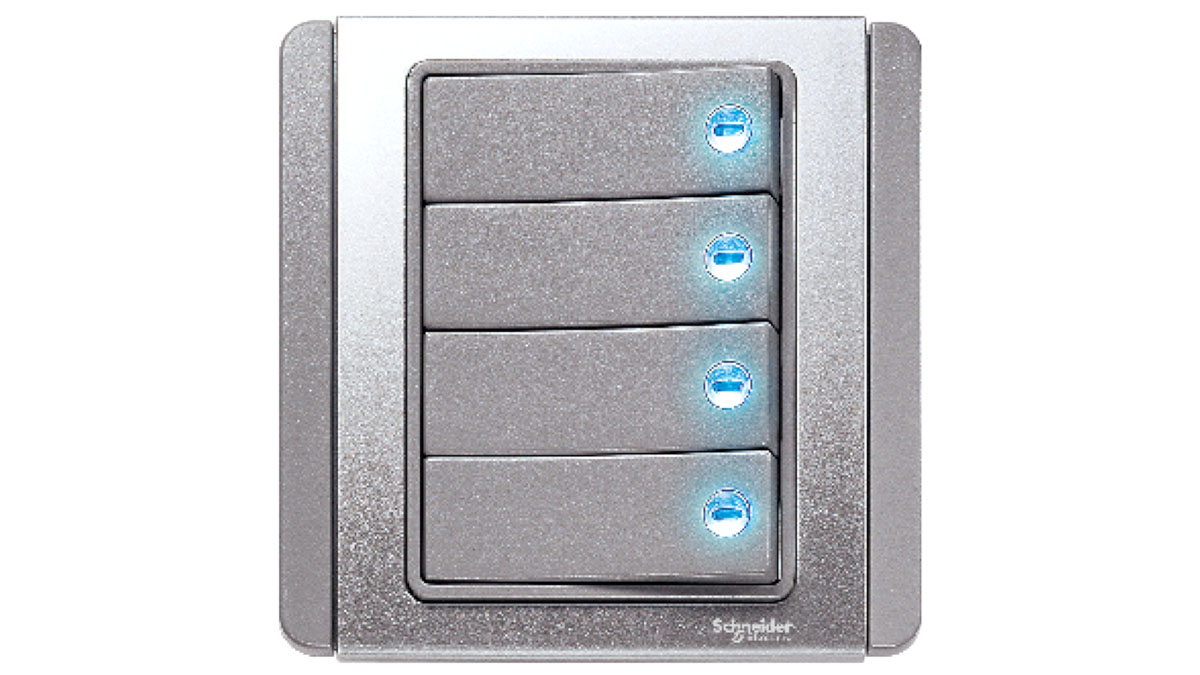 cong-tac-schneider-co-den-bao-e3034h2-ebgs Công tắc Schneider có đèn báo E3034H2-EBGS (250V, 4 hạt, 2 chiều, LED xanh dương, màu bạc xám)